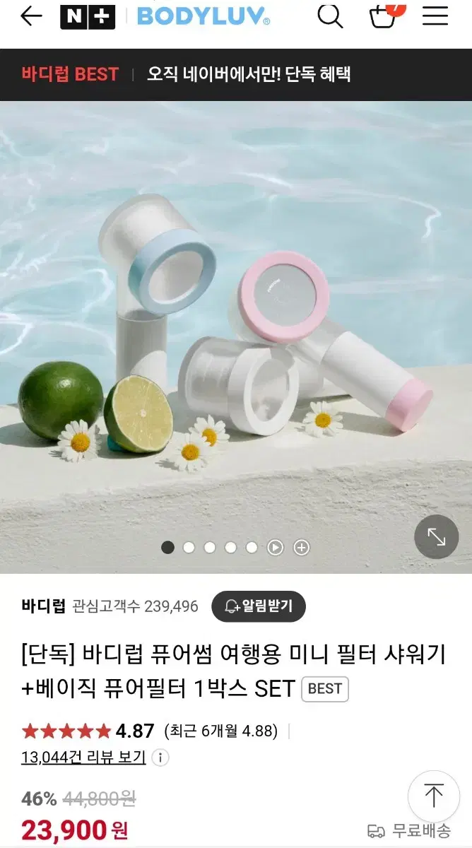 바디럽 퓨어썸 여행용 미니 필터 샤워기